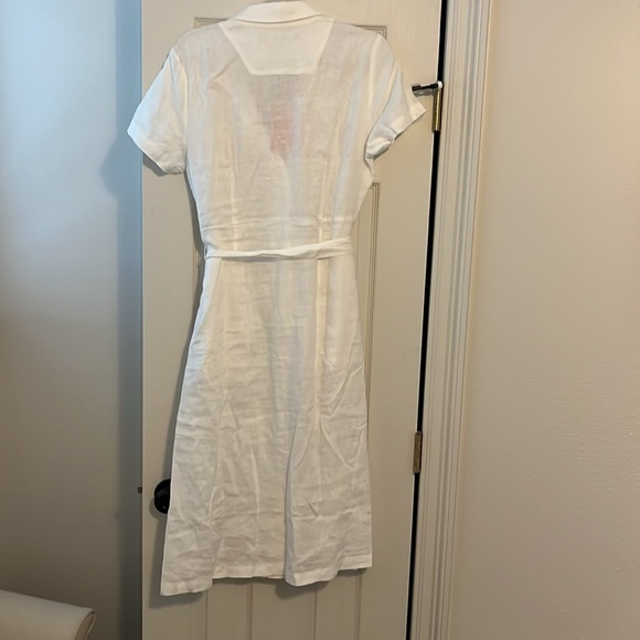 NWT Size Medium White 100% European Linen Button Front Dress - Picture 2 of 7